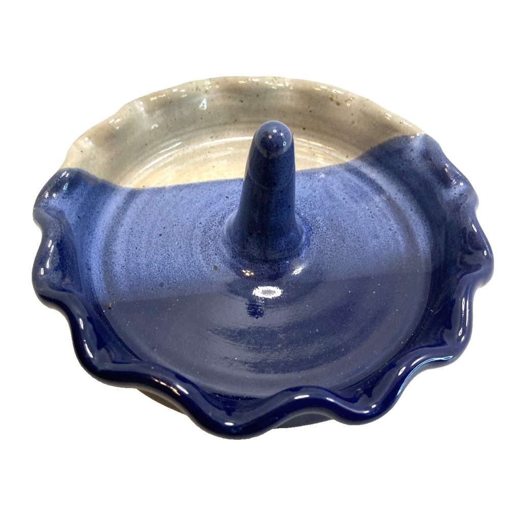Vtg Blue Salt Glaze Studio Pottery Apple Baker Glazed Signed PJ Fletcher